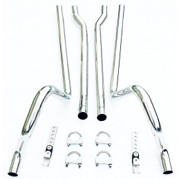 Exhaust pipes polished stainless steel 2" set 64-73