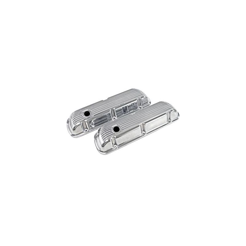 Tapa de válvulas de aluminio cromado, acanalada 289 302 351W 64-73