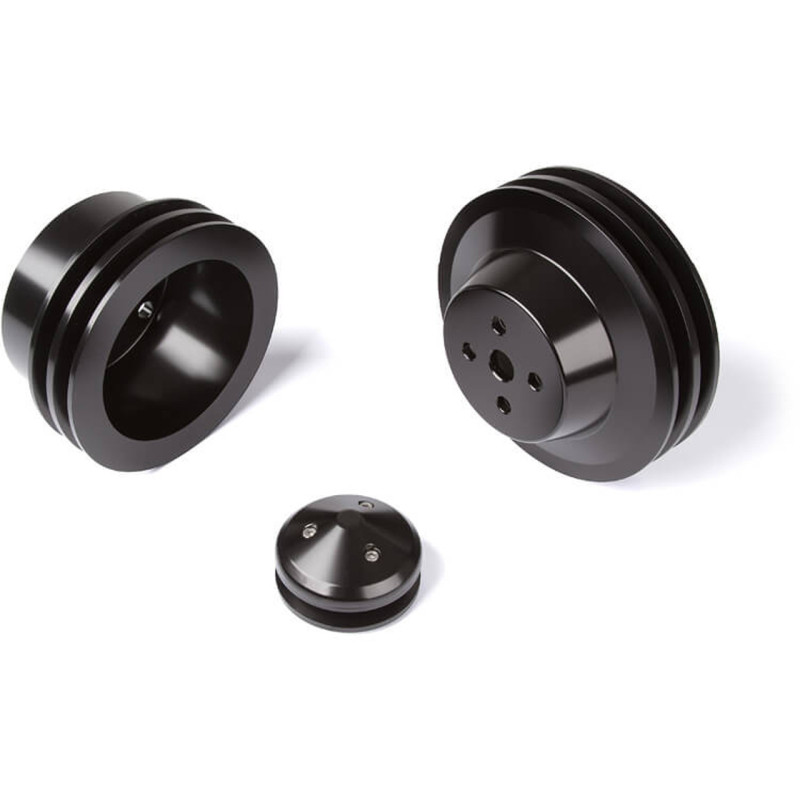 Kit puleggia Alu 2 vie nero 3 fori 289, 302, 351W Underdrive 64-69 Kit puleggia Alu 2 vie nero 3 fori 289, 302, 351W Underdrive 64-69