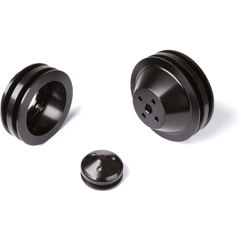 Kit puleggia Alu 2 vie nero 4 fori 289, 302, 351W Underdrive 69-73 Kit puleggia Alu 2 vie nero 4 fori 289, 302, 351W Underdrive 69-73