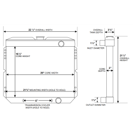 Water cooler brass 3-row 20 "ACP 289/302/351W 67-69