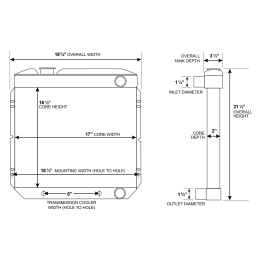 Radiator Copper/Brass 3-Row 17" 260, 289 64-66