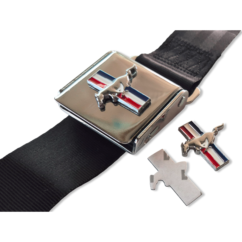 Safety belts, pair, black +horse 64-73 Safety belts, pair, black +horse 64-73