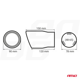 Exhaust tip 3" for 48-65mm pipe Slanted