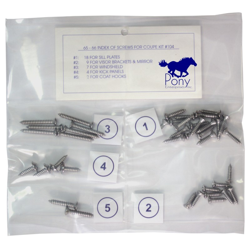 Interior trim screw kit, Coupe 64-66 Interior trim screw kit, Coupe 64-66