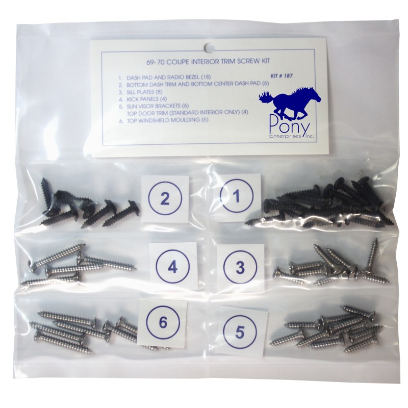 Interior trim screw kit, Coupe 69-70 Interior trim screw kit, Coupe 69-70
