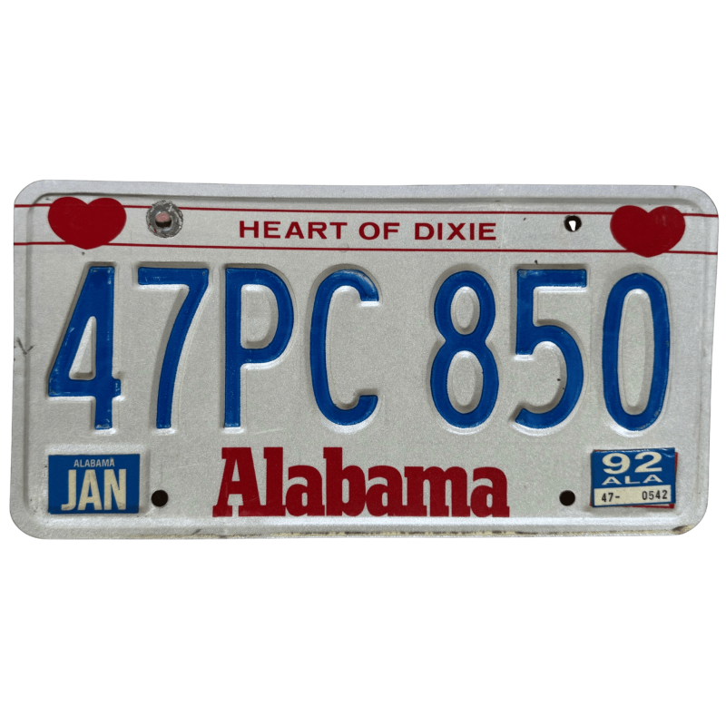 Alabama -Nummernschild Alabama -Nummernschild