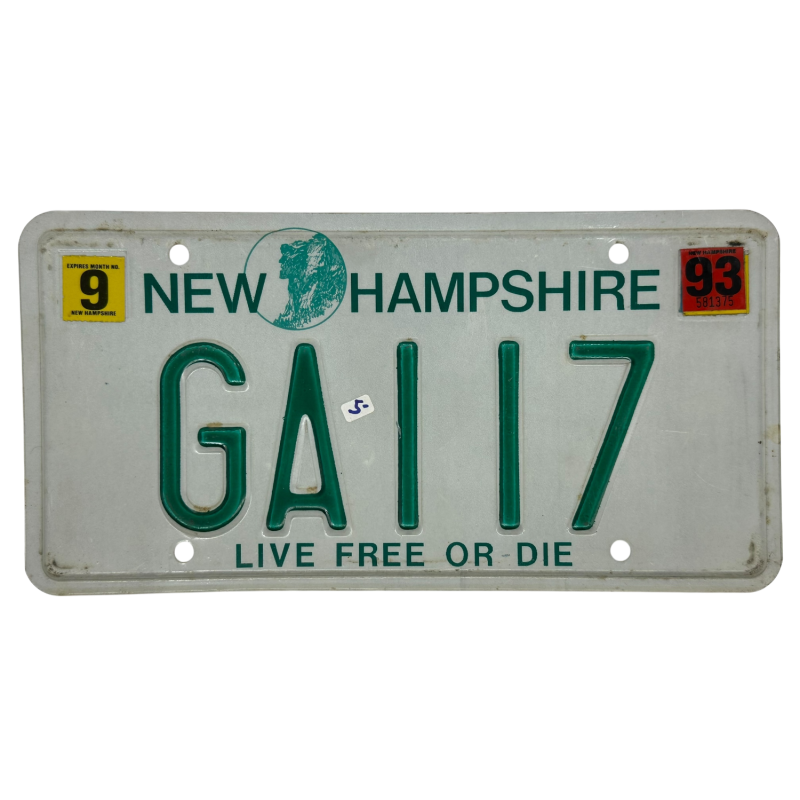 Plaque d'immatriculation du New Hampshire Plaque d'immatriculation du New Hampshire