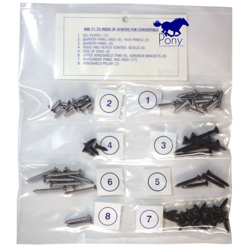Interior Trim Screw Kit Convertible 71-73