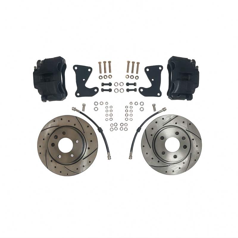 SN95 Mustang GT disc brake conversion kit, slotted, black, 65-73