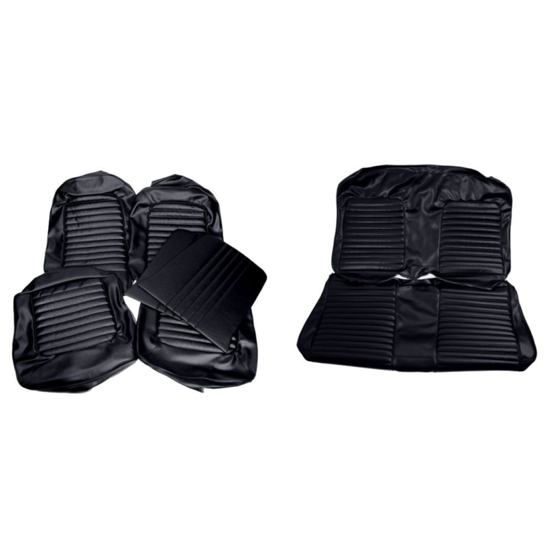 Convertible seat covers, black, deluxe, complete set, sizes 65-66