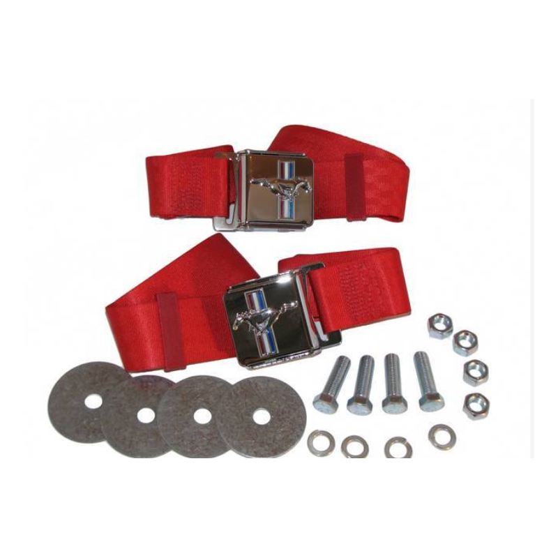 Ceinture ventrale avec logo poney, rouge clair (paire) 64-70